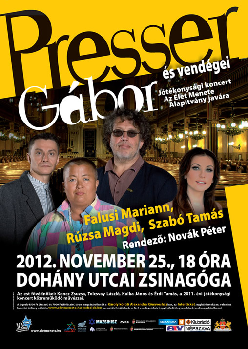 J�t�konys�gi koncert a&nbsp;budapesti Doh�ny utcai zsinag�g�ban, 2012.&nbsp;november&nbsp;25‑�n